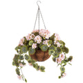 Fully Assembled Artificial Geranium Hanging Basket