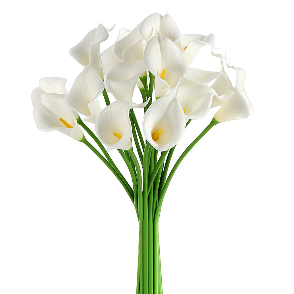 10 Artificial Calla Lily Flowers Real Touch Latex Arrangement Bouquet